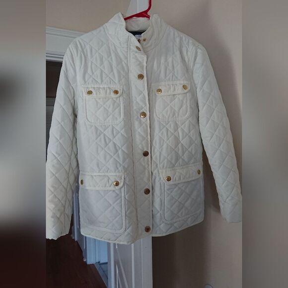 Crown & Ivy white Quilted Field Barn Jacket Plaid Lined Size PL - Picture 1 of 12